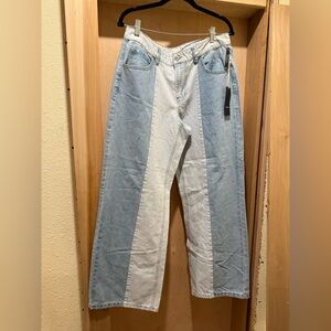 West of Melrose Striped Blue and White Low Rise Wide Leg Jeans Size 29 NEW